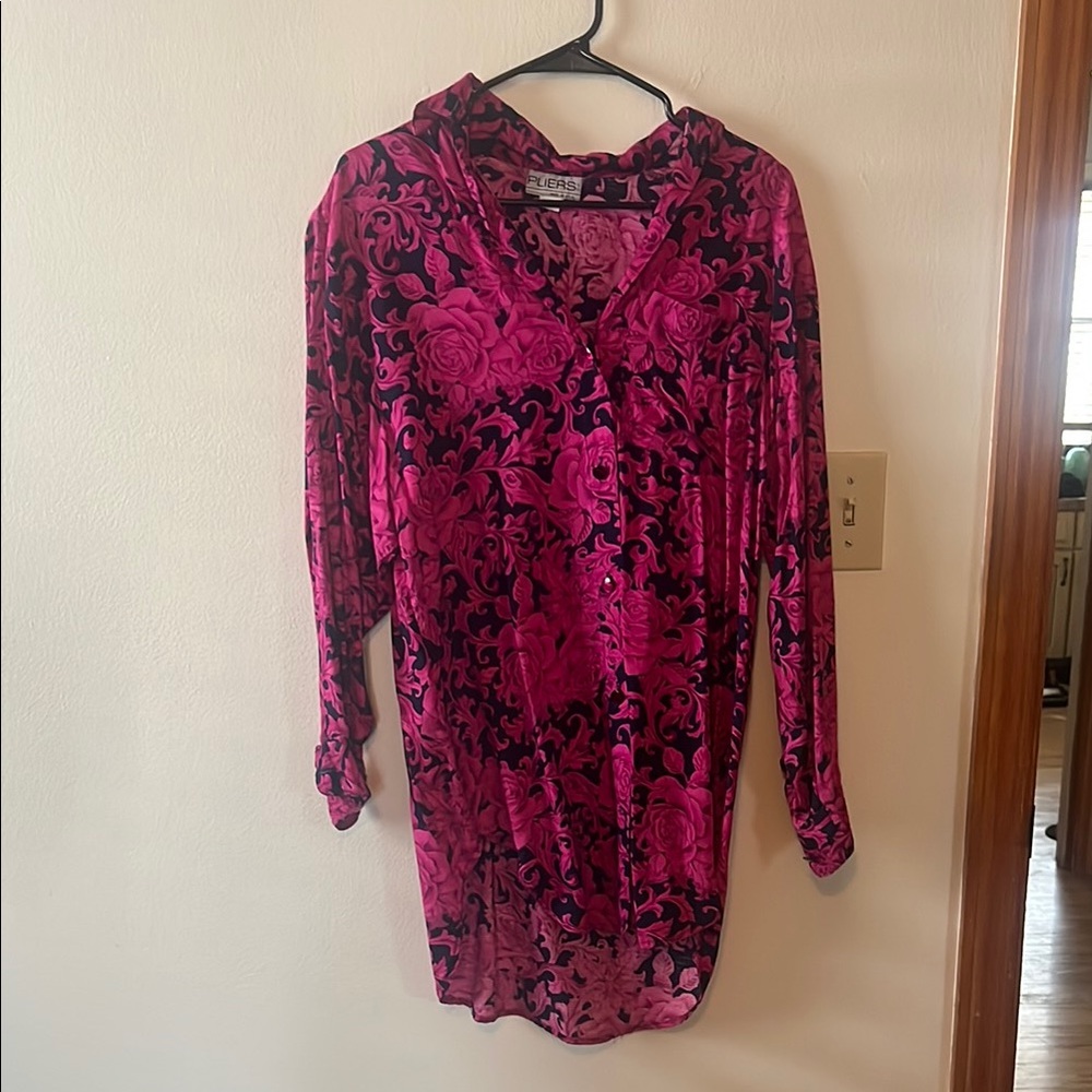 Pink and Black Floral Tunic Top